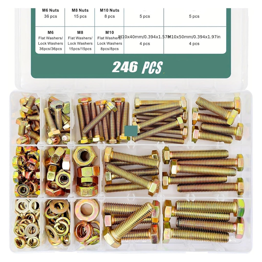 246/596/730/1650 Pieces of M4 M5 M6 M8 M10 Bolt and Nut Classification Kit Grade 8. Alloy Steel Hexagon Screw Washer(1650PCS-M4M5M6)