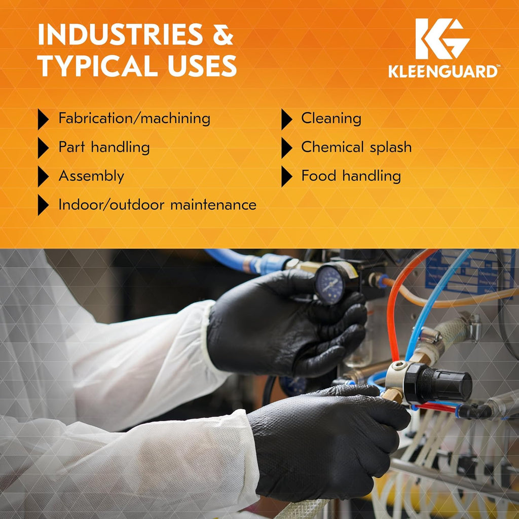 Kleenguard™ Kraken Grip Fully Textured Black Nitrile Gloves (49275), Small (S), Powder-Free, 6 Mil, Ambidextrous, Thin Mil, 100 Gloves/Box, 10 Boxes/Case
