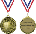 Express Medals Personalized 1st Place Gold Medal with Red White & Blue Neck Ribbon Award Trophy WAM9