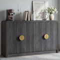 Decofy 55' Buffet Sideboard Cabinet, Mid Century Modern Console Cabinet with Wavy Grain Doors & Adjustable Shelves for Kitchen Cabinets, Living Room, Entryway, Coffee Bar Cabinet, Black Walnut