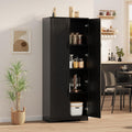 IDEALHOUSE Tall Pantry Cabinet, 60' Kitchen Pantry Storage Cabinet with 2 Doors and Adjustable Shelves, Freestanding Kitchen Cabinet, Cupboard for Dining Room, Bathroom, Antique Black
