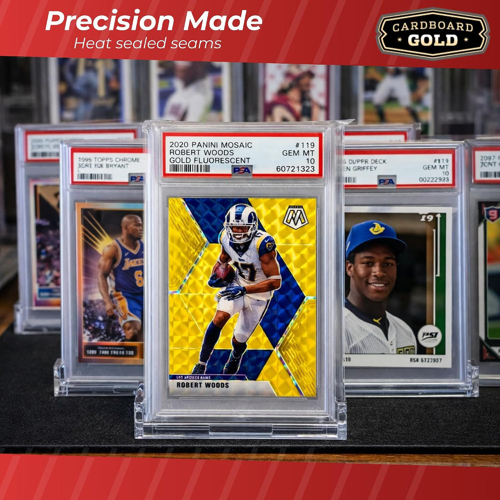 Cardboard Gold Graded Card Sleeve - Fits PSA, SGC, BGS, CGC Trading Cards - Slab Sleeves w/Adhesive Flap - Archival Safe, PVC-Free Protector Bags for Baseball, Sports, Gaming Cards - 5000 ct