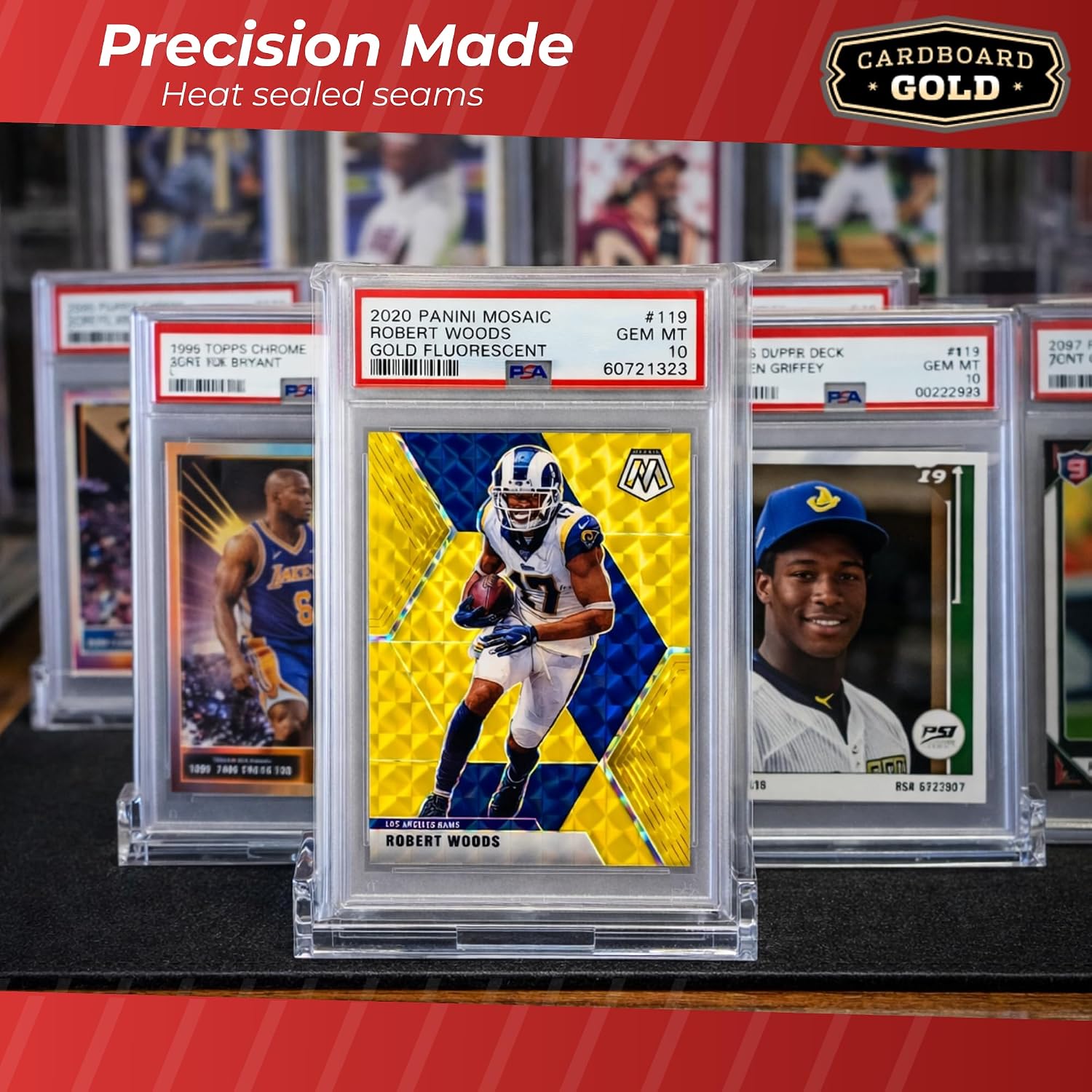 Cardboard Gold Graded Card Sleeve - Fits PSA, SGC, BGS, CGC Trading Cards - Slab Sleeves w/Adhesive Flap - Archival Safe, PVC-Free Protector Bags for Baseball, Sports, Gaming Cards - 5000 ct