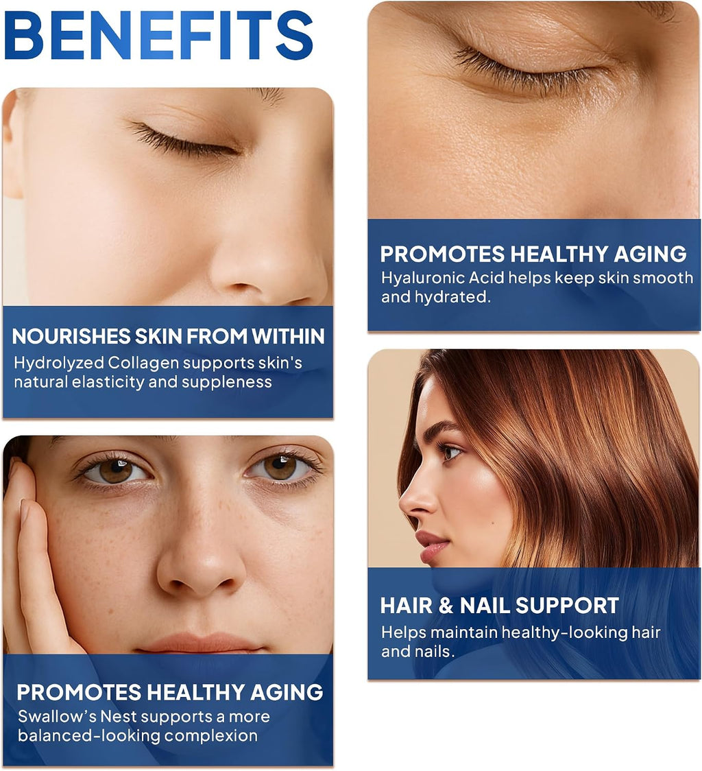 FINE JAPAN Liquid Collagen with Swallow's Nest & Hyaluronic Acid – Supports Skin Elasticity, Hair & Nail Health, Hydration & Healthy Aging – Made in Japan, 17 fl oz (10 Bottles)