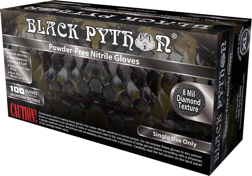 HD 8 MIL Nitrile Disposable Gloves, Latex & Powder Free, Industrial, Raised Diamond Texture, Case/1000
