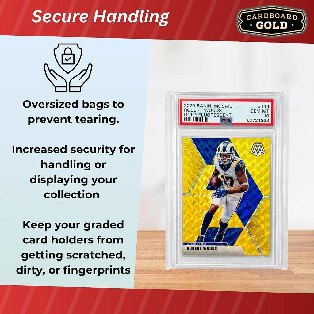 Cardboard Gold Graded Card Sleeve - Fits PSA, SGC, BGS, CGC Trading Cards - Slab Sleeves w/Adhesive Flap - Archival Safe, PVC-Free Protector Bags for Baseball, Sports, Gaming Cards - 5000 ct