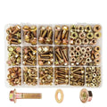 521pcs Carbon Steel Flange Bolt and Nut Assortment Kit - Grade 8. Hex Serrated Screws with Coarse & Partial Threads