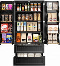 Gizoon 71' Tall Kitchen Pantry Cabinet with Drawers for Dining Room, Food Pantry Storage Cabinet with 8 Doors Shelves for Snack and Spice, Large Craft Storage Cabinet for Craft Room, Black, Painted