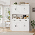 HITHOS 76' Tall Kitchen Pantry Storage Cabinet, 55' Wide Kitchen Hutch Cabinet with Storage Drawers, Large Food Pantry with Microwave Stand, Modern Cupboard with Hutch for Dining Living Room, White