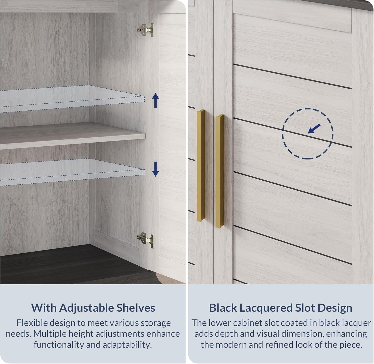 BELLEZE 72' High Storage Cabinet with Adjustable Shelves and Drawers, Freestanding Cabinet with Ample Storage Space for Kitchen, Dining & Living Room - White