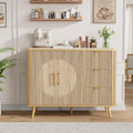 47.3' Modern Buffet Cabinet with Storage, Kitchen Sideboard Buffet with 2 Door & 3 Drawers, Fluted Caffee Bar Storage Cabinet for Dining Room, Living Room, Entryway, Natural Oak