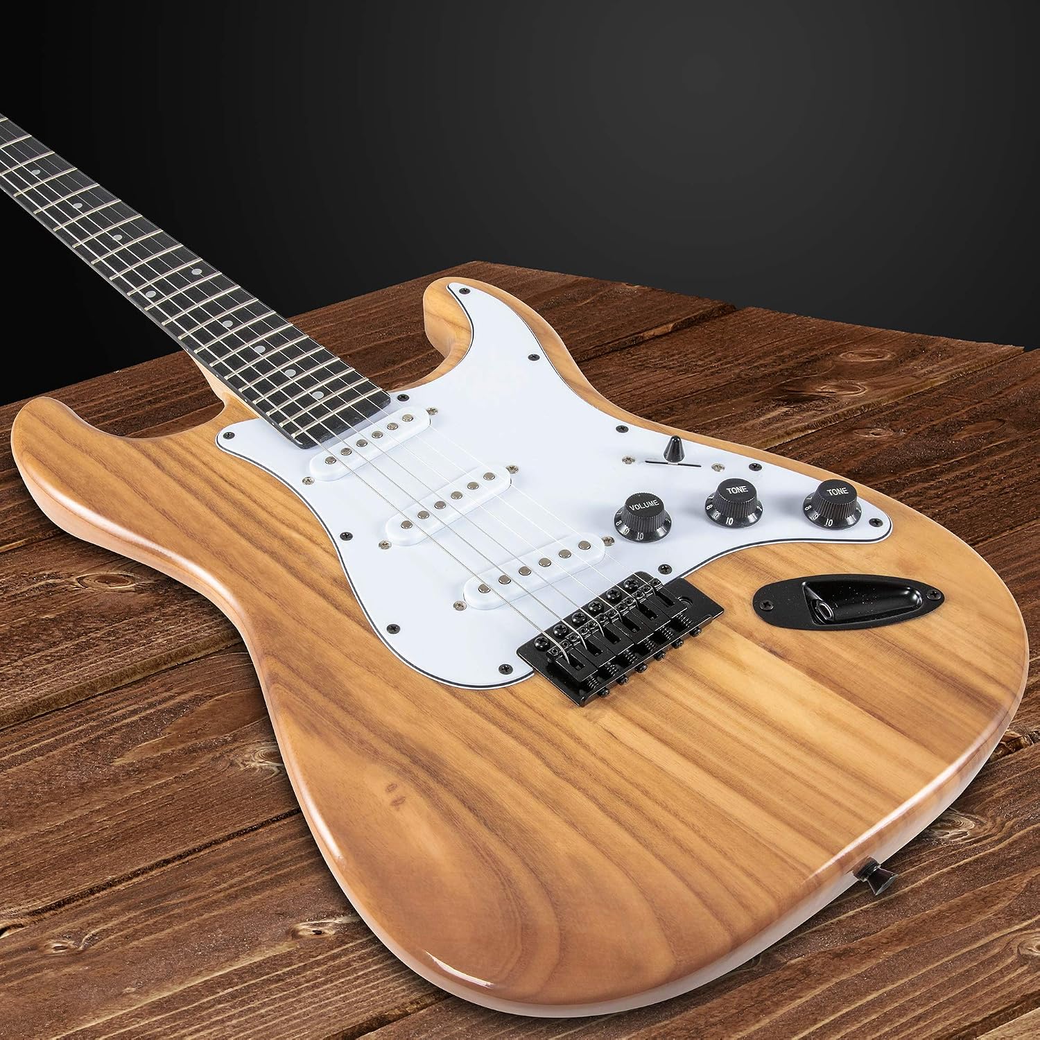 LyxPro Electric Guitar 39' inch Full Beginner Starter kit Full Size with 20w Amp, Package Includes All Accessories, Digital Tuner, Strings, Picks, Tremolo Bar, Shoulder Strap, and Case Bag - Natural