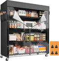 REIBII 72.8' H Storage Shelves with Cover & Wheels, Wire Shelving Heavy Duty Metal Shelving for Pantry Kitchen Garage, Storage Rack Shelf Shelving for Commercial Industrail, 35' W*16' D*72.8' H