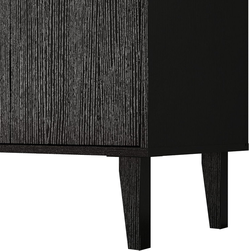 Panana Sideboard Buffet Cabinet Kitchen Storage Cabinet Living Room 4 Doors Console Table (Black)