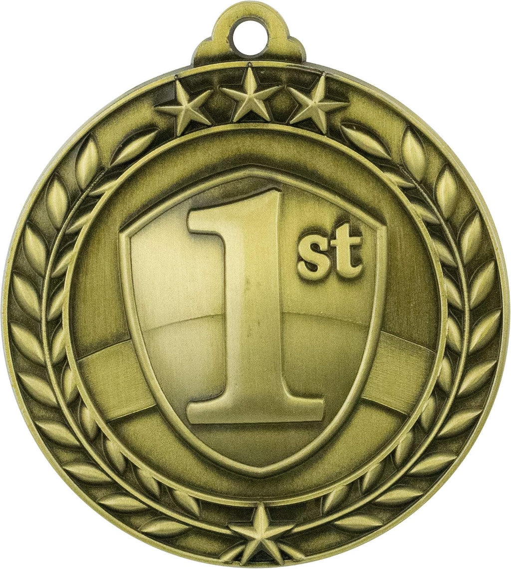 Express Medals Personalized 1st Place Gold Medal with Red White & Blue Neck Ribbon Award Trophy WAM9