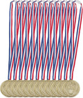 48x Gold Medals for Children with Torch Picture to Celebrate Victories Diameter 5 cm Gold