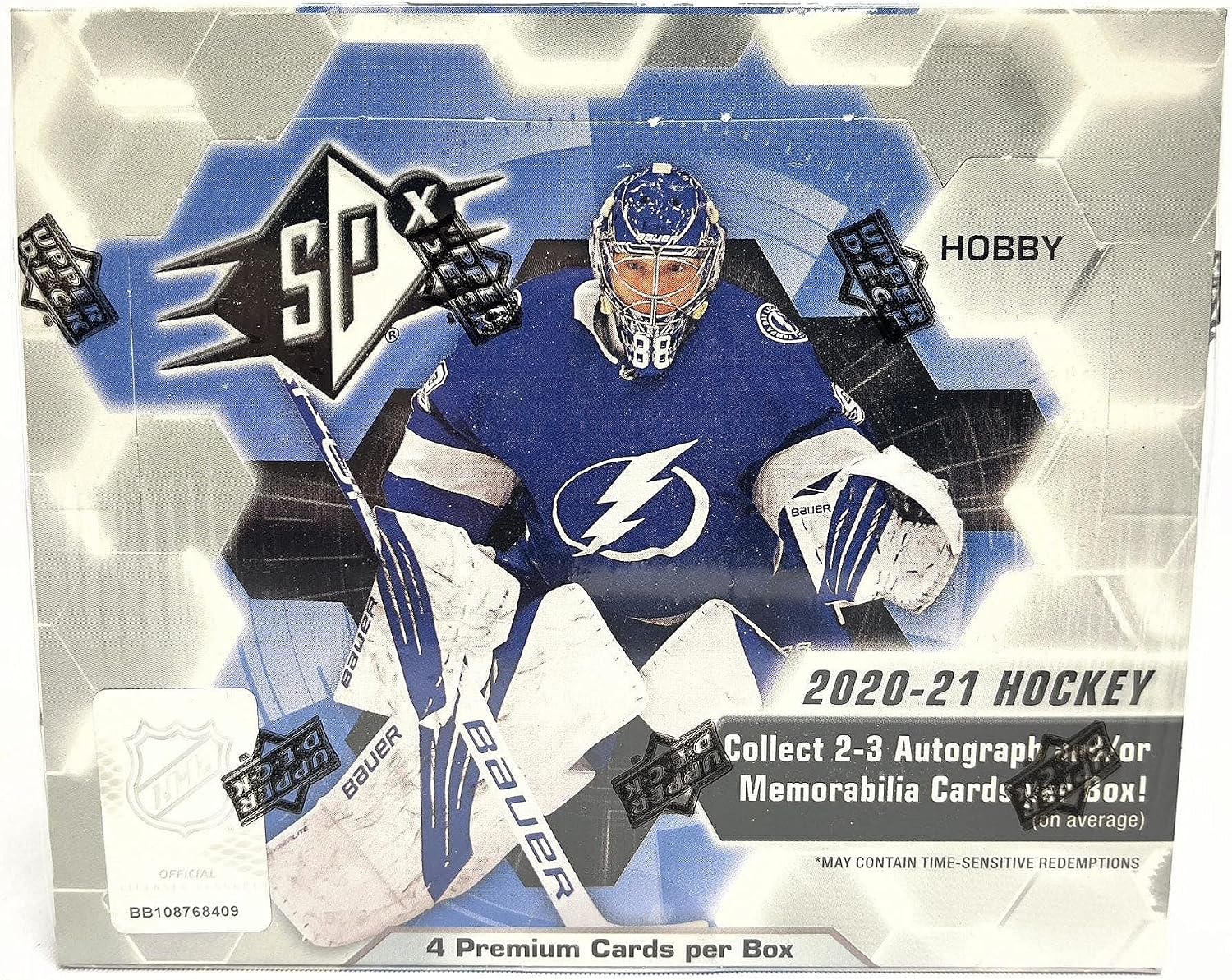 2020/21 Upper Deck SPx NHL Hockey HOBBY box (4 cards/bx)
