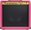 LyxPro 60 Watt Electric Guitar Amplifier | Combo Solid State Studio & Stage Amp with 10' 4-Ohm Speaker, Custom EQ Controls, Drive, Delay, ¼' Passive/Active/Mic Inputs, Aux In & Headphone Jack - Pink