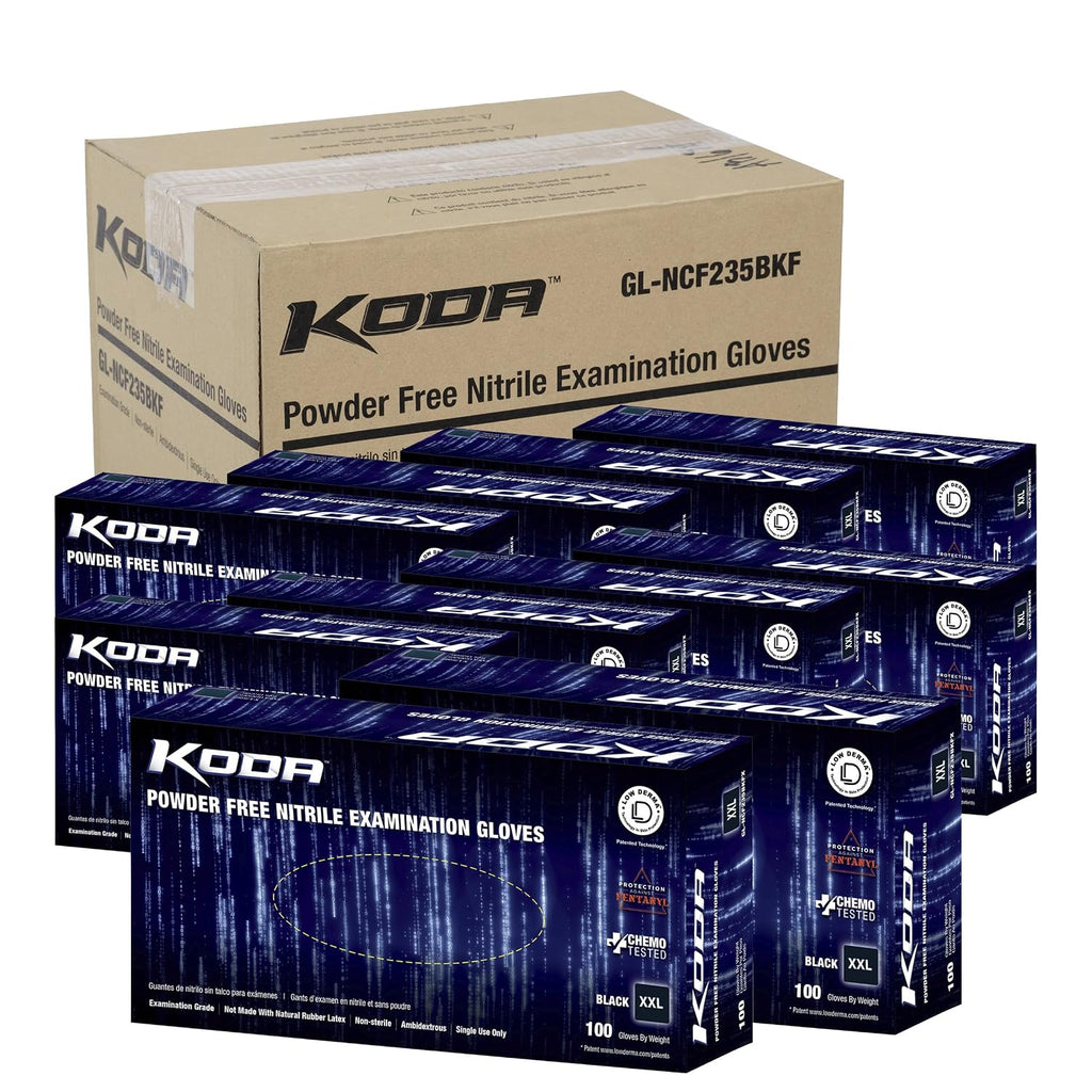 Adenna GL-NCF235BKFXX KODA 5.5 Mil Powder-Free Nitrile Exam Gloves for Sensitive Skin, Medical Grade, Dusk Blue, 2X-Large-ack of 10, Count 900