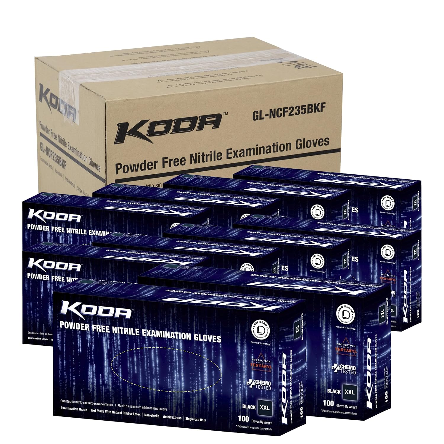 Adenna GL-NCF235BKFXX KODA 5.5 Mil Powder-Free Nitrile Exam Gloves for Sensitive Skin, Medical Grade, Dusk Blue, 2X-Large-ack of 10, Count 900