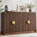 Decofy 55' Buffet Sideboard Cabinet, Mid Century Modern Console Cabinet with Wavy Grain Doors & Adjustable Shelves for Kitchen Cabinets, Living Room, Entryway, Coffee Bar Cabinet, Walnut