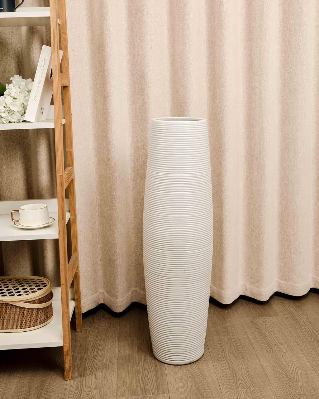 Extra Large 31.5' Floor Vase Modern Minimalist - Handmade Ceramic White Gloss Vase for Entryway, Wedding Decor, Farmhouse Living Room - Fits Tall Stems & Branches (7' Mouth, 9.8' Max Width