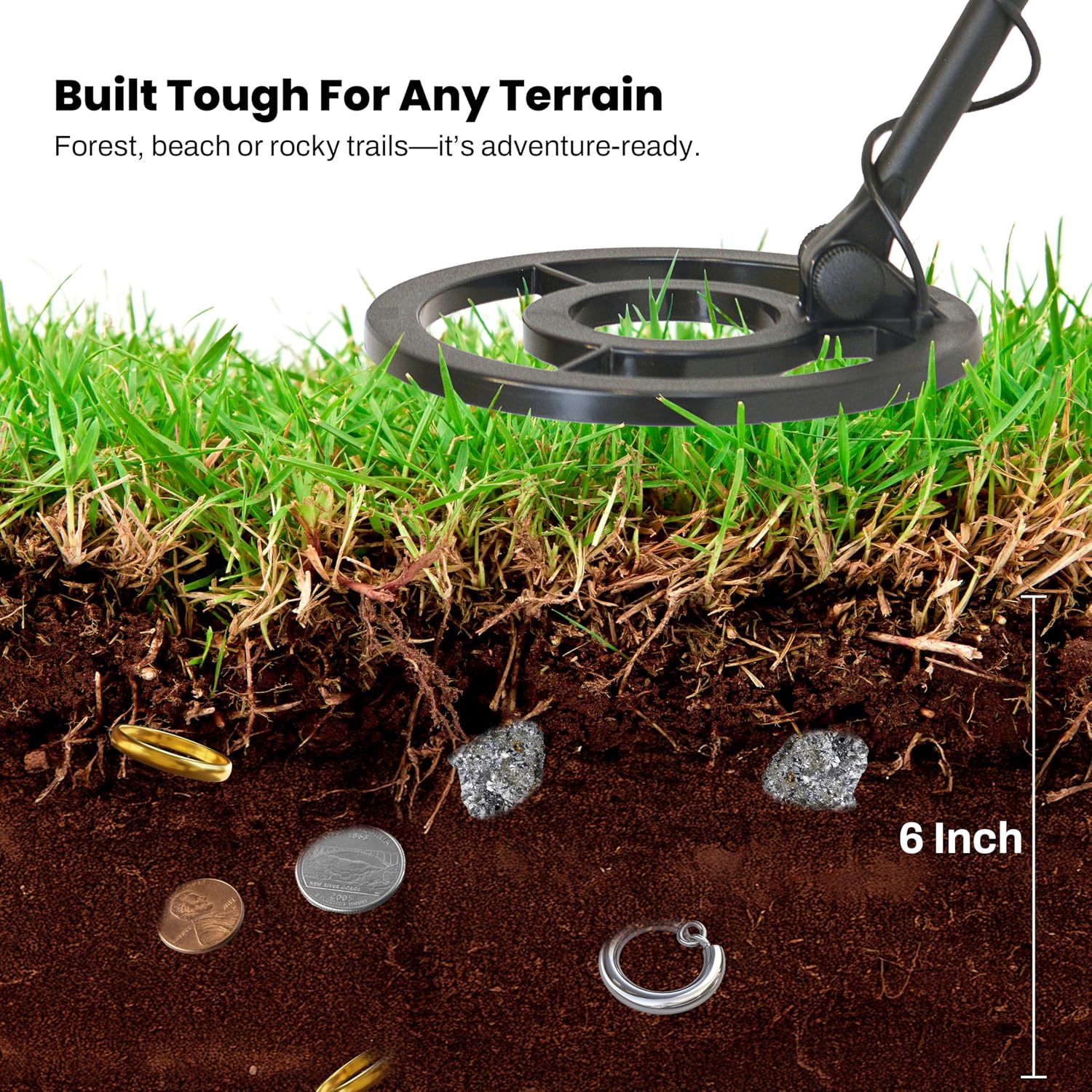Bounty Hunter Tracker IV Metal Detector for Adults & Kids – Gold & Silver Finder with Waterproof 8' Coil, 3 Detection Modes, Easy to Use, Lightweight, Includes Digger & Pouch – Made in USA