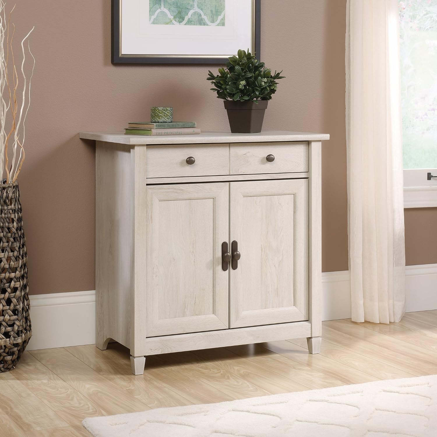 Sauder Edge Water Accent Storage Cabinet with Doors, Utility Cabinet, in Chalked Chestnut finish