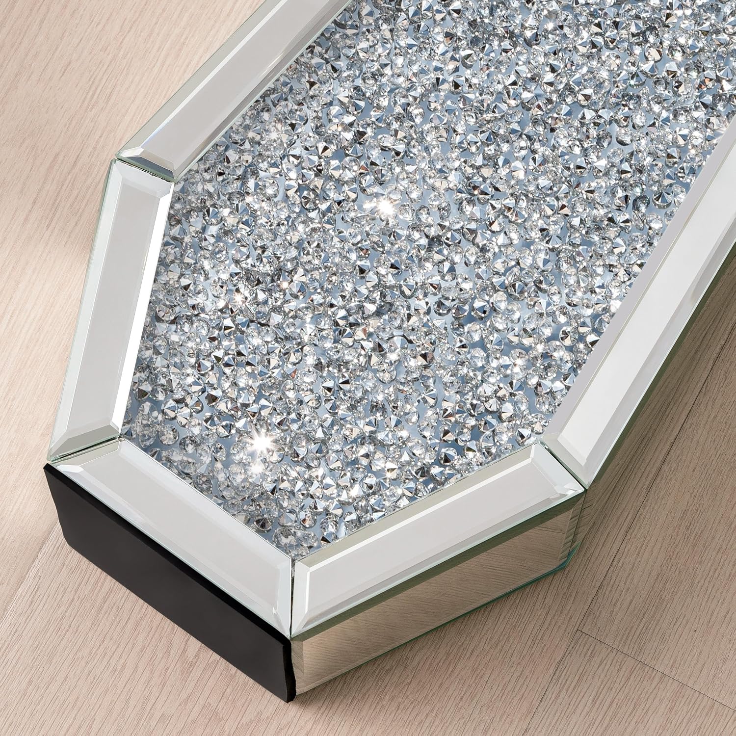 SHYFOY 30' Floor Vase Crushed Diamond Mirrored Vase Silver Tall Vases for Floor, Large Crystal Glass Decorative Floor Vases for Living Room Office Corner Hallway Home Decor