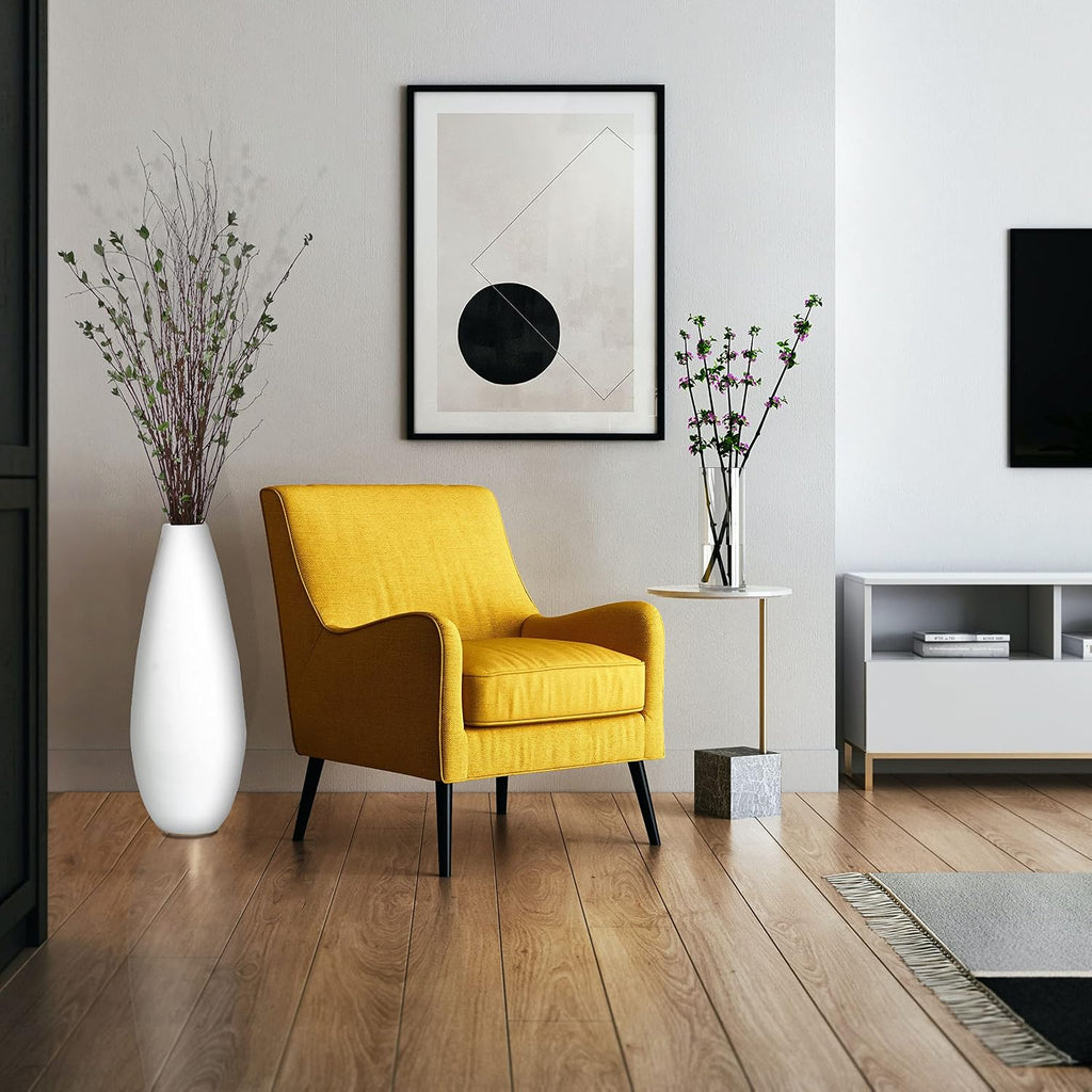 31.5' Spun Bamboo Tall Floor Vase - Sleek Metallic Finish, Elegant Home Decoration, Modern Accent Piece, Living Room Decor, Handcrafted Bamboo Art, Contemporary Interior Design, Unique Tall Vase