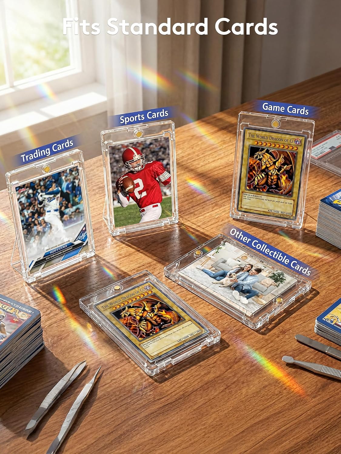 Magnetic Card Holder, Super Thin Premium 35pt One Card Holder Touch Card Protectors Hard Plastic Mag Case for Sports, Baseball, and Collectible Trading Cards (300)