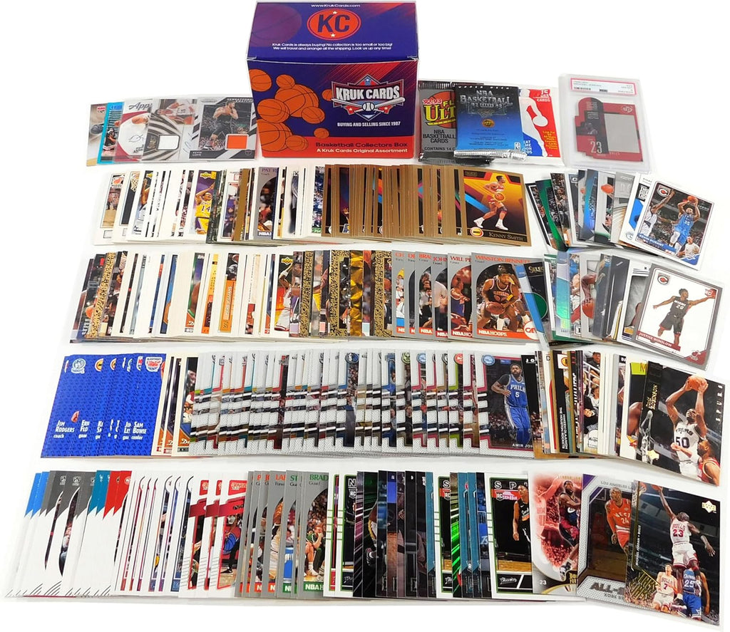 Ultimate Basketball Card Collection | PSA Graded 8+ Star, 5 Hits: Auto, Relic, Numbered, 3 Greats, 300 Assorted Basketball Cards, 20 HOF, 3 Vintage Packs | For Sports Card Collectors