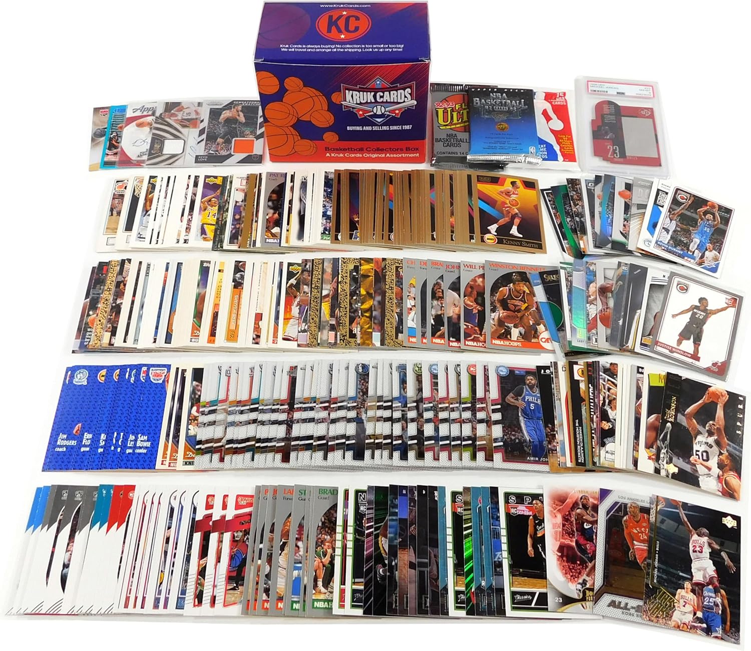 Ultimate Basketball Card Collection | PSA Graded 8+ Star, 5 Hits: Auto, Relic, Numbered, 3 Greats, 300 Assorted Basketball Cards, 20 HOF, 3 Vintage Packs | For Sports Card Collectors