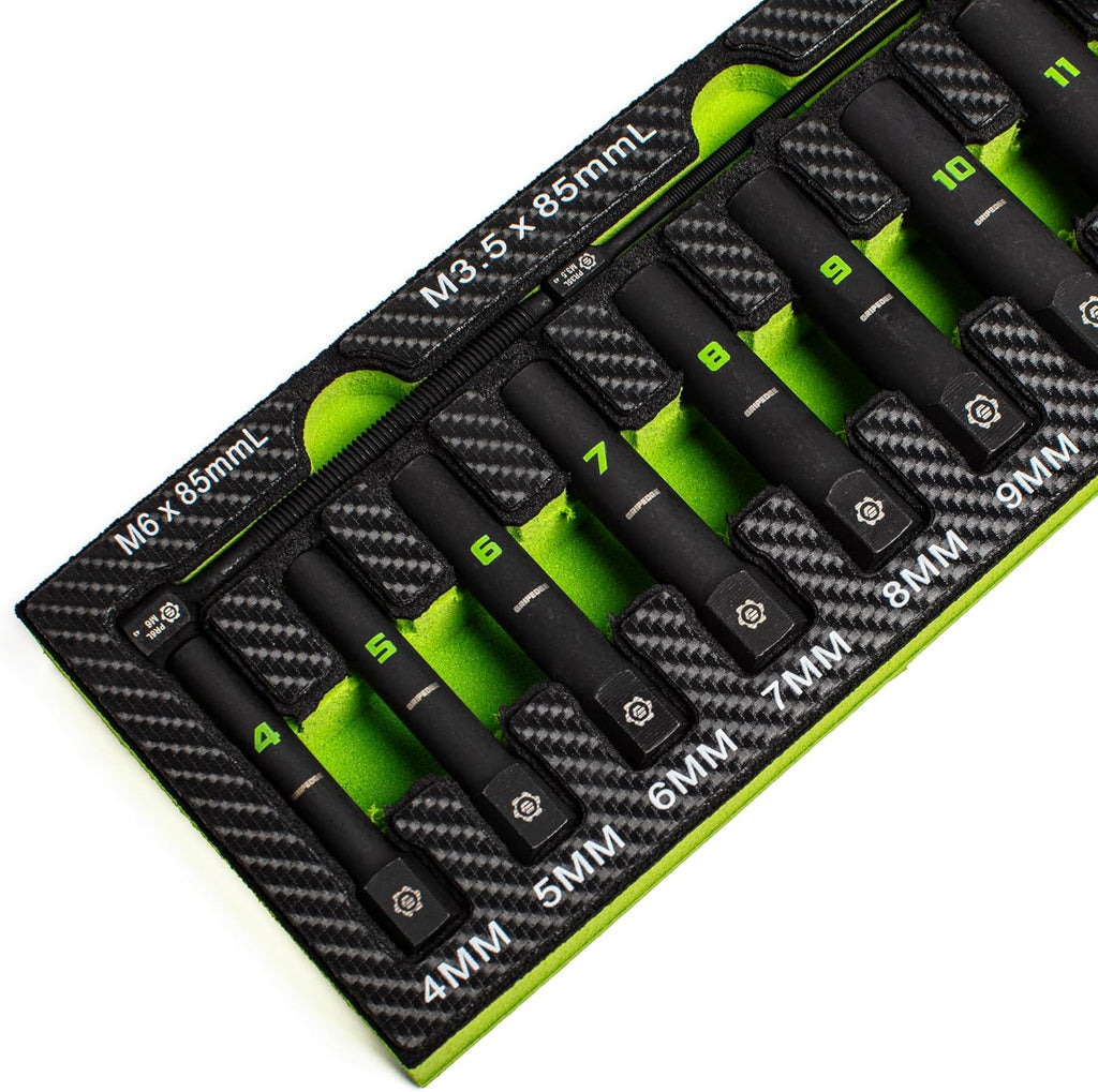 GRIPEDGE Tools | 9-PC - 1/4'' Drive Deep Metric RPT Socket Extractor Set | Sizes 4 – 12 MM | Removes Broken Studs, Stripped Bolts and Lug Nuts | Includes Premium EVA Foam Storage|