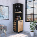 71' Corner Freestanding Storage Cabinet, Kitchen Storage Bakers Rack with 4 Shelves, Utility Food Cupboard with Stemware Rack, Multi
