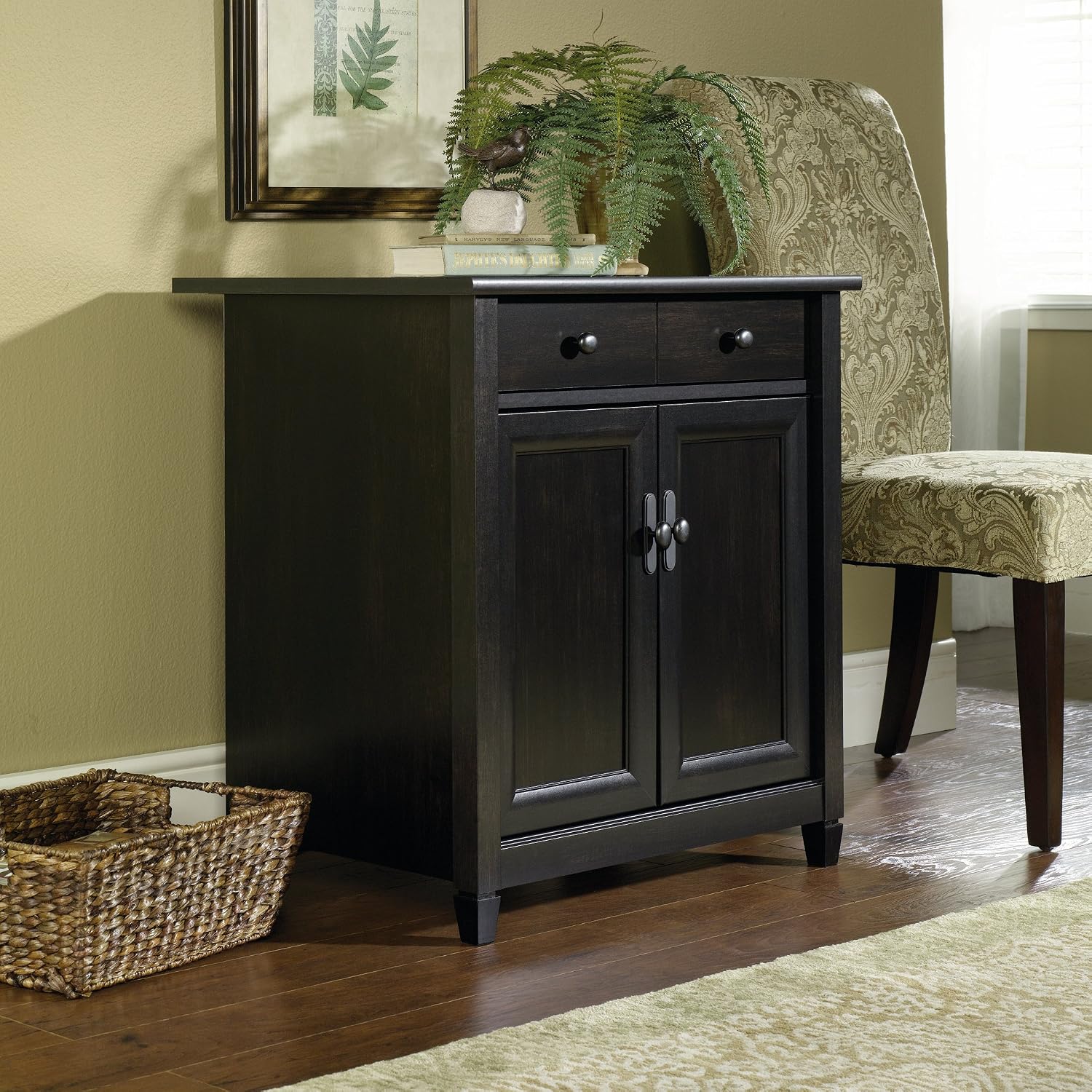 Sauder Edge Water Utility Stand, Versatile Storage Solution, Ideal Home Storage Cabinet - Estate Black Finish