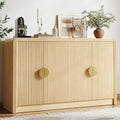 Decofy 55' Buffet Sideboard Cabinet, Mid Century Modern Console Cabinet with Wavy Grain Doors & Adjustable Shelves for Kitchen Cabinets, Living Room, Entryway, Coffee Bar Cabinet, Natural Oak