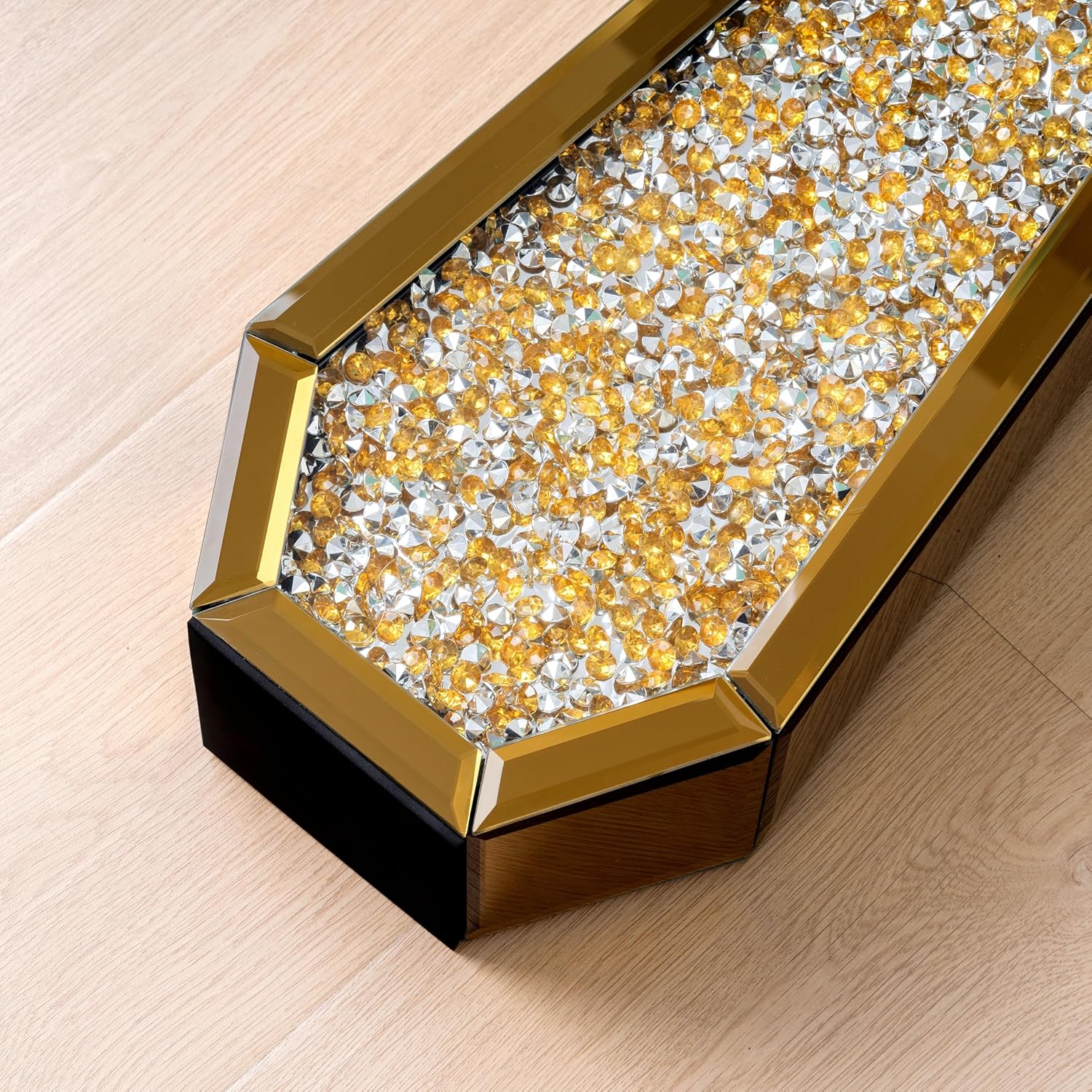 SHYFOY 30' Tall Floor Vase Gold Crushed Diamond Tall Vases for Decor Living Room Floor Large Crystal Glass Decorative Floor Vase for Living Room Office Home Decor